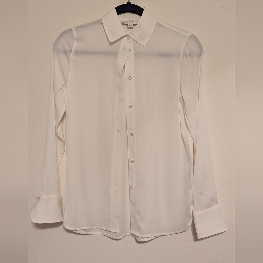 NWT Vince White Silk Blouse SZ XXS